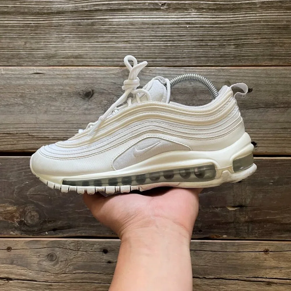 Women Size 6.5 / Size 5 Youth Nike Air Max 97 White Running Shoes Sneakers - Picture 2 of 8